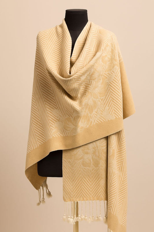 CAMEL WOOL SHAWL | TANA BANA | WOMEN SHAWLS