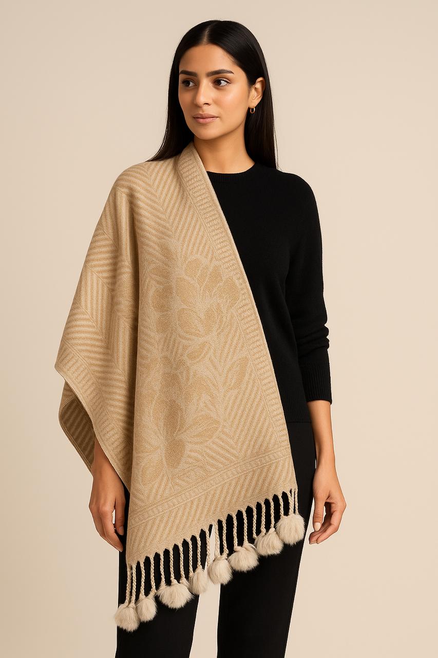 CAMEL WOOL SHAWL | TANA BANA | WOMEN SHAWLS