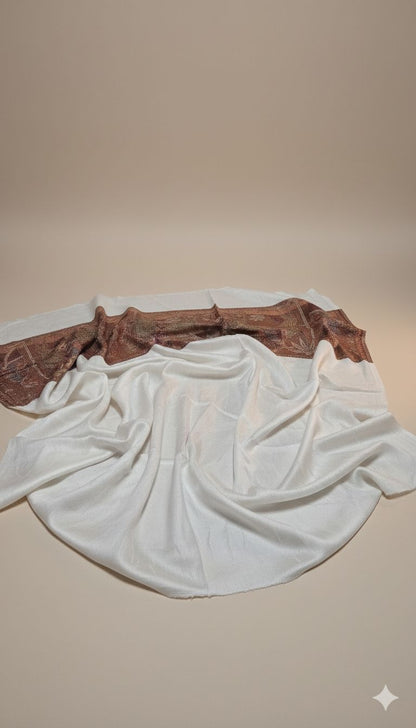 SILK BORDER JAMAAWAR SHAWL |CAMEL PRINT|TANA BANA |