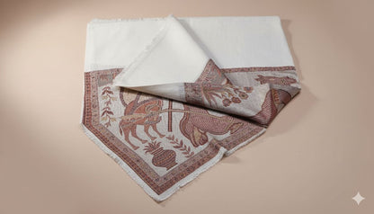 SILK BORDER JAMAAWAR SHAWL |CAMEL PRINT|TANA BANA |